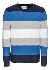 EDC by Esprit, Herren Pullover 'stitch mix cnk', Navy / Hellgrau / Wei&szlig;