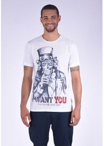 Kaporal5 Kaporal, Herren T-Shirt mit coolem Totenkopf-Print, Weiß