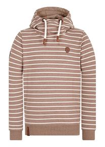 Naketano, Herren Kapuzenpullover mit breiter Kordel, Braunmeliert / Wei&szlig;