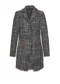 Laura Scott, Damen Longblazer, Grau / Smaragd / Rosa