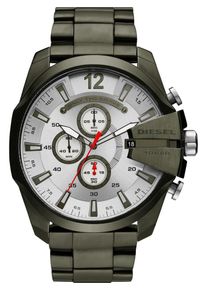 Diesel, Herren Chronograph 'MEGA CHIEF, DZ4478', Khaki / Rot / Silber