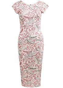 Khujo, Damen Kleid 'Alodia Print', Grün / Pastellrot / Weiß