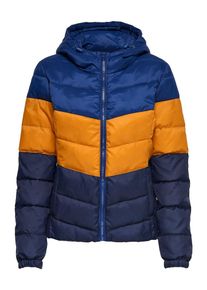Only, Damen Steppjacke, Blau / Dunkelblau / Orange