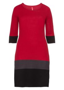 SheeGOTit, Damen Strickkleid, Dunkelgrau / Karminrot / Black Denim