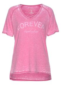 Herrlicher, Damen T-Shirt 'Nikolina', Pink / Wei&szlig;