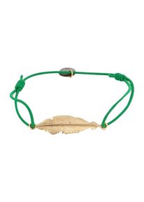 lua Accessories, Damen Armschmuck 'Small Feather', Gold / Gr&uuml;n