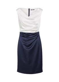 Vera Mont, Damen Cocktailkleid in Satinoptik, Creme / Dunkelblau