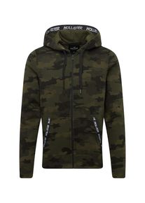 Hollister, Herren Sweatjacke 'BTS18-MIN-LOGO TAPING FZ 2CC', Dunkelgrün / Mischfarben