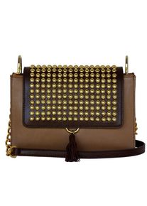 Silvio Tossi, Damen Shultertasche, Braun / Kastanienbraun / Gold