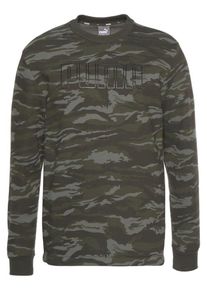Puma, Herren Sweatshirt 'CAMO CREW', Grau / Dunkelgrau / Khaki