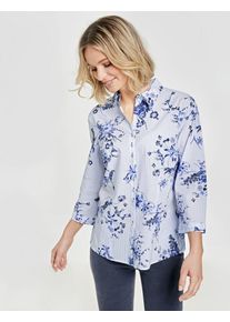 Gerry Weber, Damen Bluse mit Blütenranken, Hellblau / Schwarz / Weiß