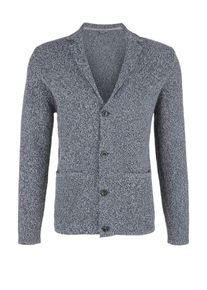 s.Oliver RED LABEL, Herren Strickjacke, Taubenblau / Weiß