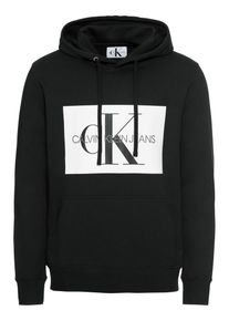 Calvin Klein Jeans, Herren Kapuzenpullover 'MONOGRAM BOX LOGO HOODIE', Schwarz / Wei&szlig;