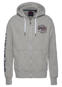 Superdry, Herren Sweatjacke 'Vintage Logo', Nachtblau / Graumeliert