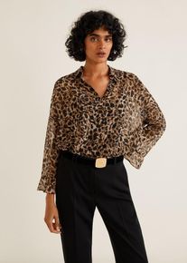 Mango, Damen Bluse 'Leo-A', Braun / Schwarz
