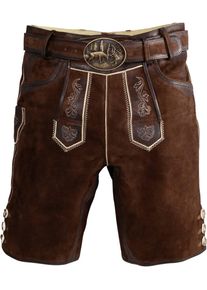Country Line, Herren Kurze Trachtenlederhose mit G&uuml;rtel, Braun