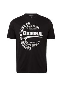 Tom Tailor Denim, Herren T-Shirt, Schwarz / Weiß