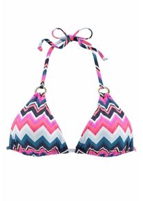 Lascana, Damen Triangel-Top "Pico", Rauchblau / Orange / Pink / Offwhite