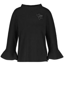 Gerry Weber, Damen Rundhals Pullover mit Volantärmeln, Schwarz