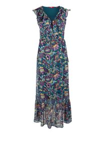 s.Oliver RED LABEL, Damen Chiffonkleid, Grün / Mischfarben