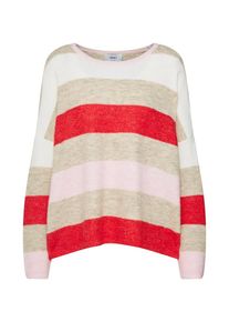 Only, Damen Pullover 'onlJOSIE L/S PULLOVER WOOL KNT', Hellgrau / Rot / Wei&szlig;