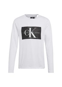 Calvin Klein Jeans, Herren Langarmshirt 'MONOGRAM BOX LOGO COTTON LONG SLEEVE TEE', Schwarz / Weiß