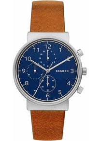 Skagen, Damen Chronograph 'ANCHER', Blau / Braun / Silber