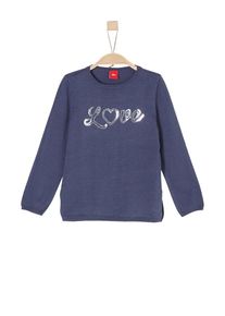s.Oliver Junior, M&auml;dchen Pullover mit Pailletten-Schriftzug, Blau / Silber