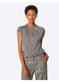 comma, Damen Satinbluse, Braun / Kastanienbraun / Weiß