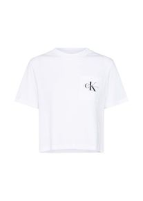 Calvin Klein Jeans, Damen Shirt 'CROPPED MONOGRAM OFF PLACEMENT', Schwarz / Weiß