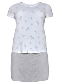 Tom Tailor, Damen Polo Team Print-Shirt (Set, 2 tlg., mit Rock), Grau / Weiß