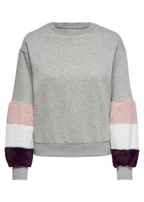 Only, Damen Pullover 'SAGA', Grau / Rosa / Schwarz