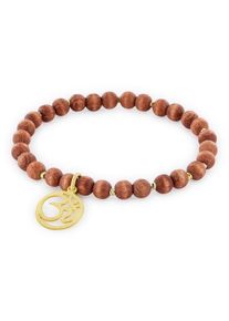 YOGISTAR.COM, Damen Armband Vintage Wood "om", Rostbraun / Gold