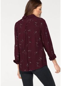 AJC, Damen Hemdbluse, Hellgrau / Weinrot