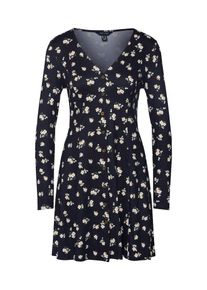 New Look, Damen Kleid 'BETSY S/TCH BTN THRU L/SLV P43', Schwarz / Weiß