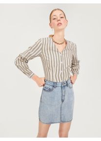 EDITED, Damen Bluse 'Stevie', Schwarz / Offwhite