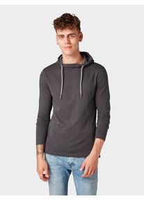 Tom Tailor Denim, Herren T-Shirt Langarmshirt mit Kapuze, Schwarz
