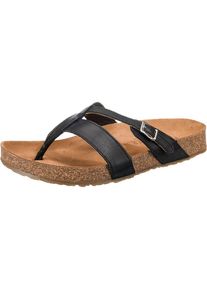 Haflinger, Damen Pantoletten 'Clara', Hellbraun / Schwarz