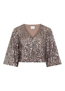 Vila, Damen Strickjacke 'Sparrow', Greige / Silber