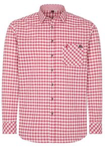 Spieth & Wensky SPIETH & WENSKY, Herren Trachtenhemd 'Haarbach', Rot / Wei&szlig;