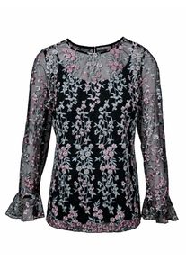 Heine, Damen Stickereibluse mit Top, Schwarz