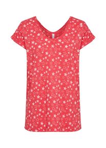 Sublevel, Damen T-Shirt 'Ladies Shirt', Cranberry / Wei&szlig;