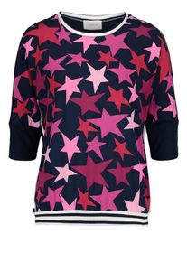 Cartoon, Damen Shirt, Nachtblau / Pink / Rosa / Himbeer / Weiß