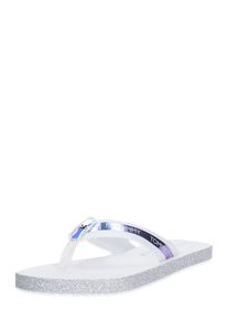 Tommy Hilfiger, Damen Slipper 'FLAT BEACH SANDAL IRIDESCENT', Weiß