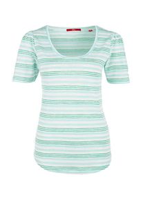 s.Oliver RED LABEL, Damen Gestreiftes Leinen-Shirt, Gr&uuml;n / Mint / Wei&szlig;