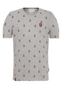 Naketano, Herren Shirt 'Café Full', Kobaltblau / Braun / Graumeliert