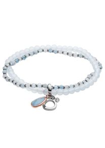 Fossil, Damen Armband 'Vintage Iconic, JF03074998', Hellblau / Silber / Weiß