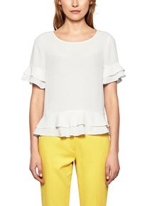 s.Oliver BLACK LABEL, Damen Bluse mit Volant-Layer, Wei&szlig;