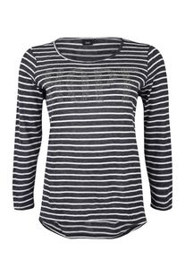 ZIZZI, Damen Shirt 'EINGE, L/S, BLOUSE', Dunkelblau / Weiß