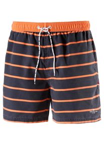 Tom Tailor, Herren Badeshorts, Nachtblau / Orange / Weiß